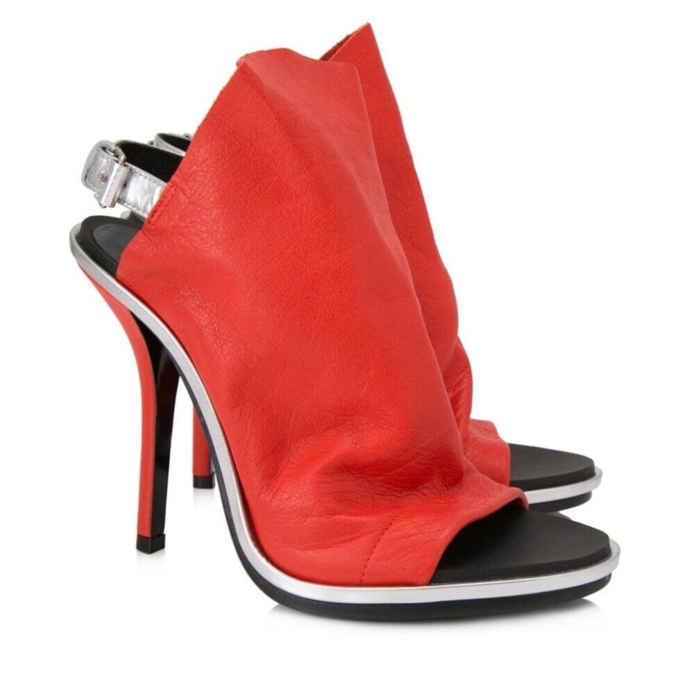 Size 9. RED BALENCIAGA BOOTIES. OPEN TOE. OPEN BACK.